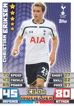 Christian Eriksen Tottenham Hotspur 2014/15 Topps Match Attax #319